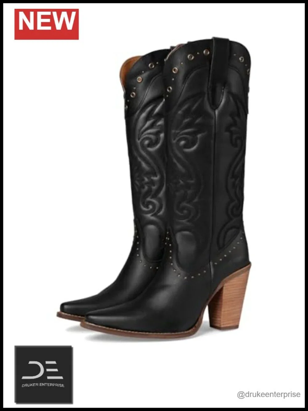 Dingo Leather Knee High Snip Toe Block Heel Boots Zip Closure